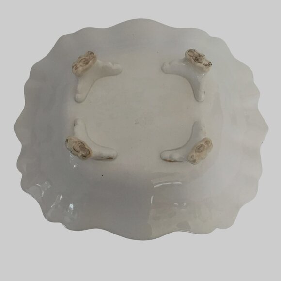 Antique DAVENPORT Pottery Scalloped Gold Trim Serving Bowl England c.19thC 9.5" - Picture 6 of 7